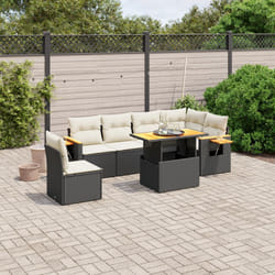 Set Divani da Giardino con Cuscini 7pz Nero Polyrattancod mxl 92768