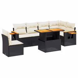 Set Divani da Giardino con Cuscini 7pz Nero Polyrattancod mxl 92768 - Vista aggiuntiva 2