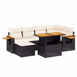Set Divani da Giardino con Cuscini 7pz Nero Polyrattancod mxl 89024 - Vista aggiuntiva 2