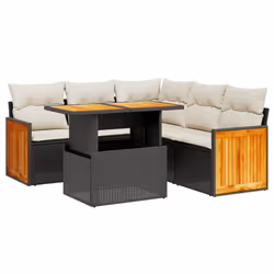 Set Divano da Giardino 6 pz con Cuscini Nero in Polyrattancod mxl 112874 - Vista aggiuntiva 2