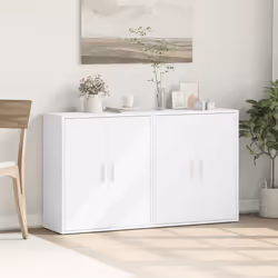 vidaXL Credenze 2 pz Bianche 60x31x70 cm in Legno Multistrato - Vista aggiuntiva 3