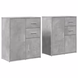 vidaXL Credenze 2 pz Grigio Cemento 60x31x70 cm in Legno Multistrato - Vista aggiuntiva 2