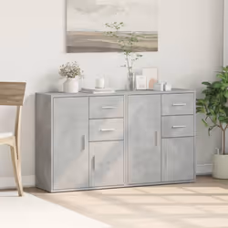 vidaXL Credenze 2 pz Grigio Cemento 60x31x70 cm in Legno Multistrato - Vista aggiuntiva 3