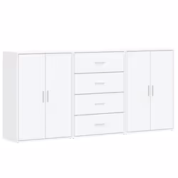 vidaXL Credenze 3 pz Bianche 60x31x84 cm in Legno Multistrato - Vista aggiuntiva 2