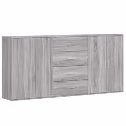 vidaXL Credenze 3 pz Grigio Sonoma 60x31x84 cm in Legno Multistrato - Vista aggiuntiva 2
