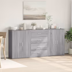 vidaXL Credenze 3 pz Grigio Sonoma 60x31x84 cm in Legno Multistrato - Vista aggiuntiva 3