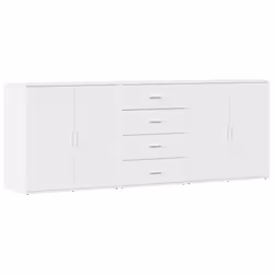vidaXL Credenze 3 pz Bianco in Legno Multistrato - Vista aggiuntiva 2
