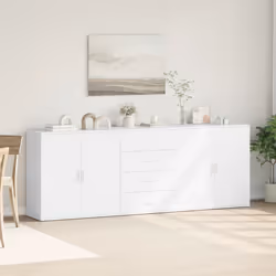vidaXL Credenze 3 pz Bianco in Legno Multistrato - Vista aggiuntiva 3