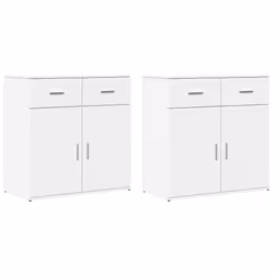 vidaXL Credenze 2 pz Bianche 79x38x80 cm in Legno Multistrato - Vista aggiuntiva 2