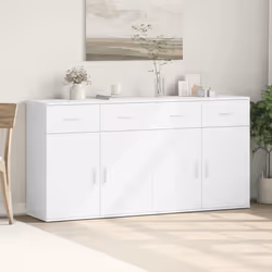 vidaXL Credenze 2 pz Bianche 79x38x80 cm in Legno Multistrato - Vista aggiuntiva 3