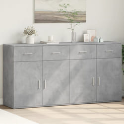 vidaXL Credenze 2 pz Grigio Cemento 79x38x80 cm in Legno Multistrato