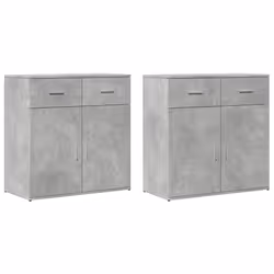 vidaXL Credenze 2 pz Grigio Cemento 79x38x80 cm in Legno Multistrato - Vista aggiuntiva 2