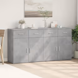 vidaXL Credenze 2 pz Grigio Cemento 79x38x80 cm in Legno Multistrato - Vista aggiuntiva 3