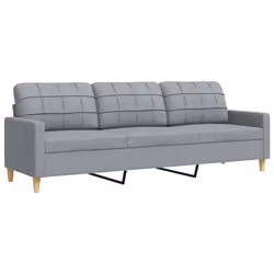 vidaXL Divano a 3 Posti Grigio Chiaro 210 cm in Tessuto - Vista aggiuntiva 2