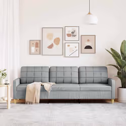 vidaXL Divano a 3 Posti Grigio Chiaro 210 cm in Tessuto - Vista aggiuntiva 3