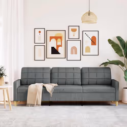 vidaXL Divano a 3 Posti Grigio Scuro 210 cm in Tessuto - Vista aggiuntiva 3