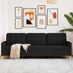 vidaXL Divano a 3 Posti Nero 210 cm in Tessuto