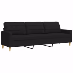 vidaXL Divano a 3 Posti Nero 210 cm in Tessuto - Vista aggiuntiva 2