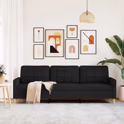 vidaXL Divano a 3 Posti Nero 210 cm in Tessuto - Vista aggiuntiva 3