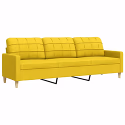 vidaXL Divano a 3 Posti Giallo 210 cm in Tessuto - Vista aggiuntiva 2