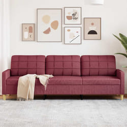 vidaXL Divano a 3 Posti Rosso Vino 210 cm in Tessuto