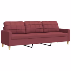vidaXL Divano a 3 Posti Rosso Vino 210 cm in Tessuto - Vista aggiuntiva 2