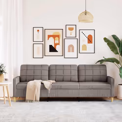 vidaXL Divano a 3 Posti Tortora 210 cm in Tessuto - Vista aggiuntiva 3