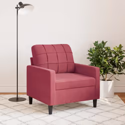 vidaXL Poltrona Rosso Vino 60 cm Velluto - Vista aggiuntiva 3