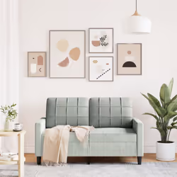 vidaXL Divano a 2 Posti Grigio Chiaro 120 cm in Velluto - Vista aggiuntiva 3