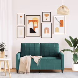 vidaXL Divano a 2 Posti Verde Scuro 120 cm in Velluto - Vista aggiuntiva 3