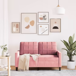 vidaXL Divano a 2 Posti Rosa 120 cm in Velluto - Vista aggiuntiva 3