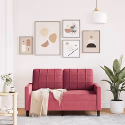 vidaXL Divano a 2 Posti Rosso Vino 120 cm in Velluto - Vista aggiuntiva 3