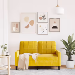 vidaXL Divano a 2 Posti giallo 120 cm in Velluto - Vista aggiuntiva 3