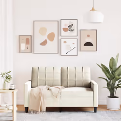 vidaXL Divano a 2 Posti crema 120 cm in Velluto - Vista aggiuntiva 3