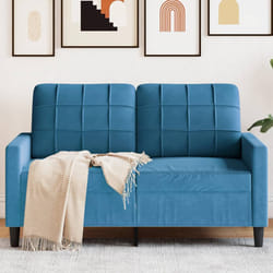 vidaXL Divano a 2 Posti Blu 120 cm in Velluto