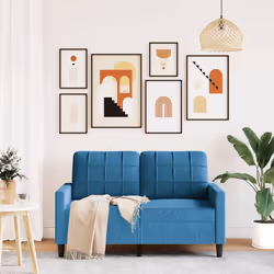 vidaXL Divano a 2 Posti Blu 120 cm in Velluto - Vista aggiuntiva 3
