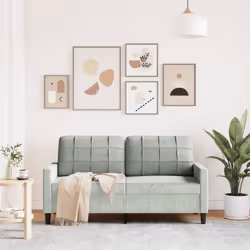 vidaXL Divano a 2 Posti Grigio Chiaro 140 cm in Velluto - Vista aggiuntiva 3