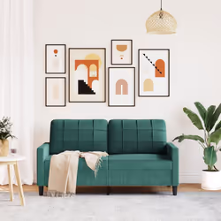 vidaXL Divano a 2 Posti Verde Scuro 140 cm in Velluto - Vista aggiuntiva 3
