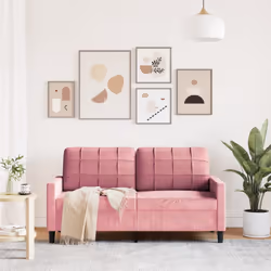 vidaXL Divano a 2 Posti Rosa 140 cm in Velluto - Vista aggiuntiva 3