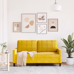 vidaXL Divano a 2 Posti giallo 140 cm in Velluto - Vista aggiuntiva 3