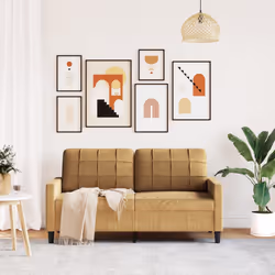 vidaXL Divano a 2 Posti Marrone 140 cm in Velluto - Vista aggiuntiva 3