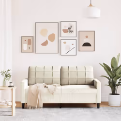 vidaXL Divano a 2 Posti crema 140 cm in Velluto - Vista aggiuntiva 3