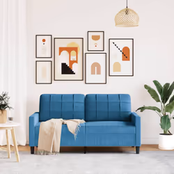 vidaXL Divano a 2 Posti Blu 140 cm in Velluto - Vista aggiuntiva 3