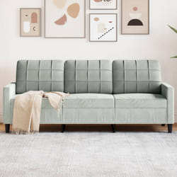 vidaXL Divano a 3 Posti Grigio Chiaro 180 cm in Velluto