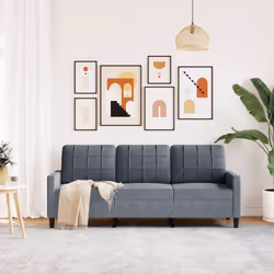 vidaXL Divano a 3 Posti Grigio Scuro 180 cm in Velluto - Vista aggiuntiva 3