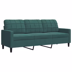 vidaXL Divano a 3 Posti Verde Scuro 180 cm in Velluto - Vista aggiuntiva 2