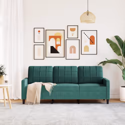 vidaXL Divano a 3 Posti Verde Scuro 180 cm in Velluto - Vista aggiuntiva 3