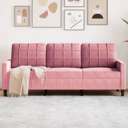vidaXL Divano a 3 Posti rosa 180 cm in Velluto