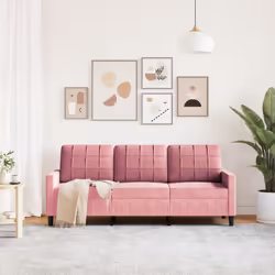 vidaXL Divano a 3 Posti rosa 180 cm in Velluto - Vista aggiuntiva 3