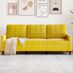 vidaXL Divano a 3 Posti Giallo 180 cm in Velluto